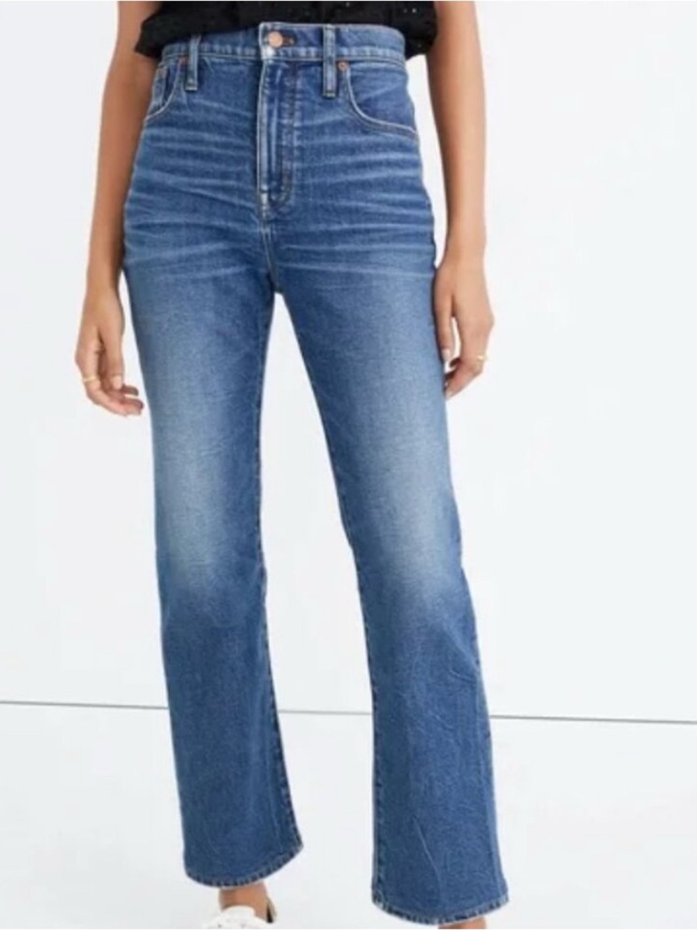 Madewell Dark Blue High Rise Slim Demi-Boot Leg Jeans
